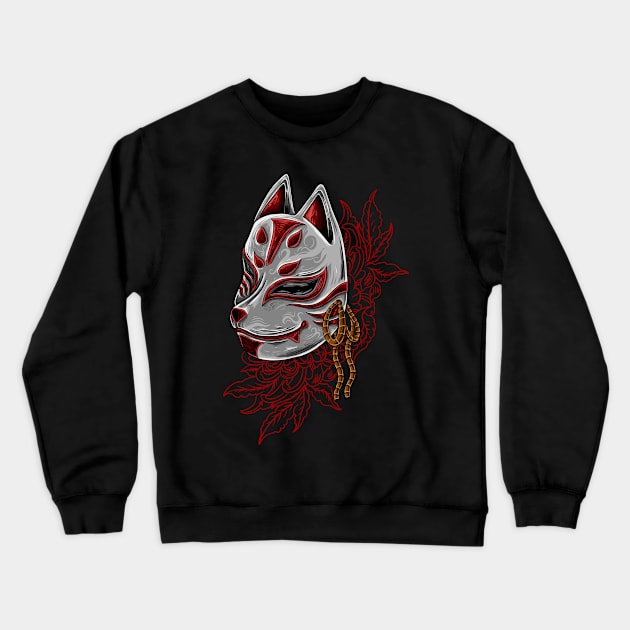 Japanese kitsune mask Crewneck Sweatshirt by Nekogama